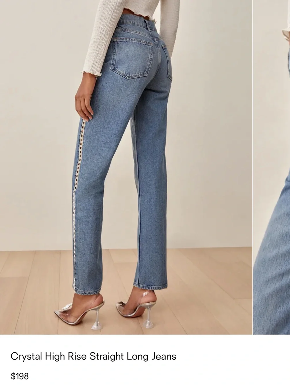 Reformation Crystal High Rise Straight Long Jeans Maldives - Size 27 - Picture 4 of 14